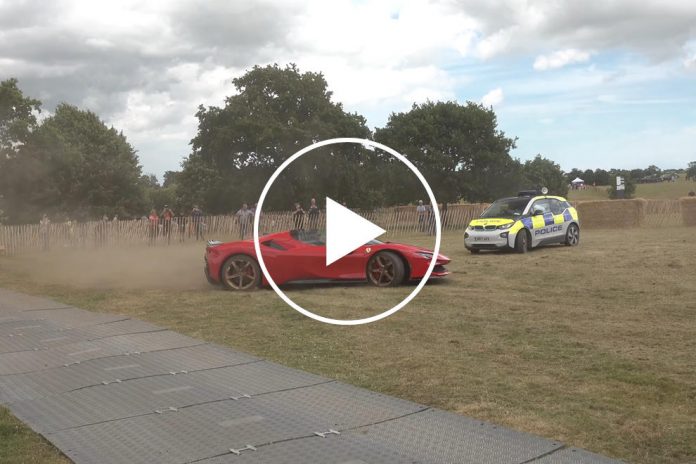 Police Car Nearly Rolls While Doing Donuts With Supercars