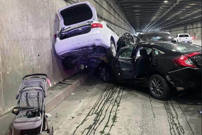 Watch The Tesla Model S Cause That 8-Car Thanksgiving Pileup