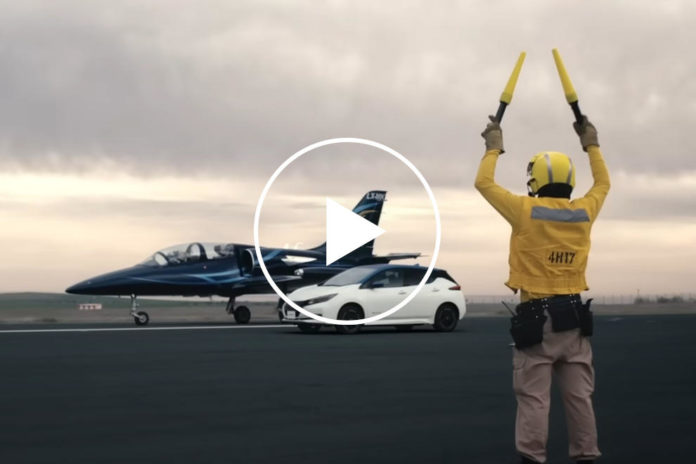 Nissan Leaf Races Fighter Jet To Remind People It Still Exists