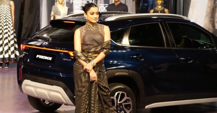 Actress Rashmika Mandanna arrives in a Maruti Suzuki Fronx [Video]