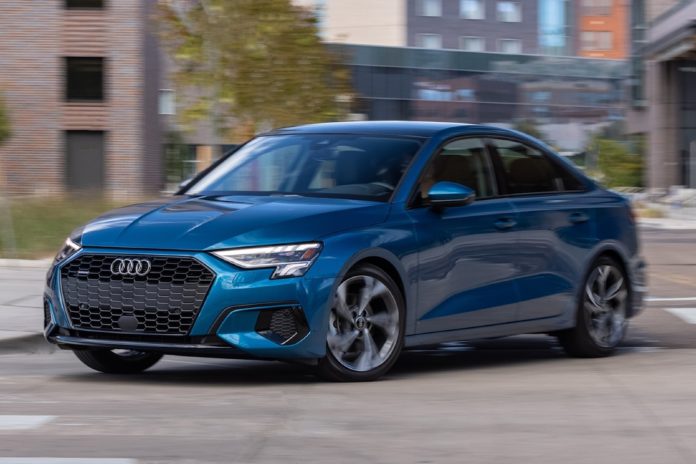 2022 Audi A3 Sedan Driving Front Angle