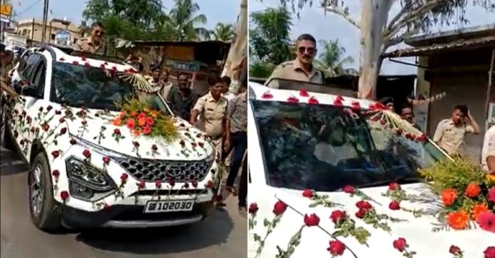 Chhattisgarh cop gets a farewell procession in a Tata Harrier: Suspended after video goes viral