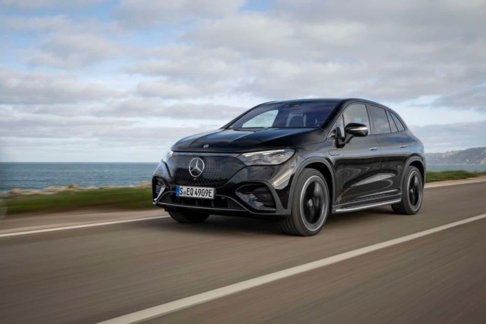 2023 Mercedes-Benz EQE SUV driving front REL