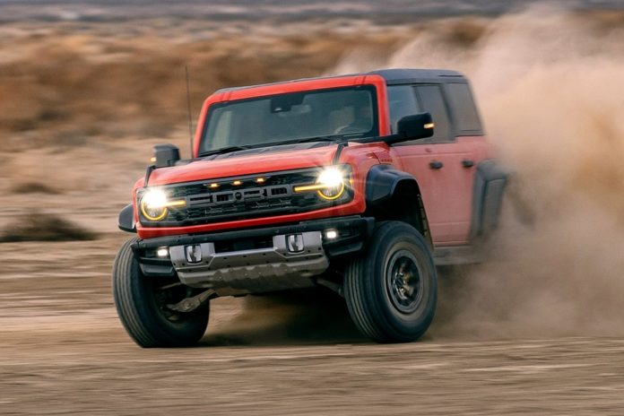 2022-2023 Ford Bronco Raptor Front View Driving