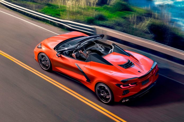 2020-2024 Chevrolet Corvette Stingray Convertible Rear View Driving