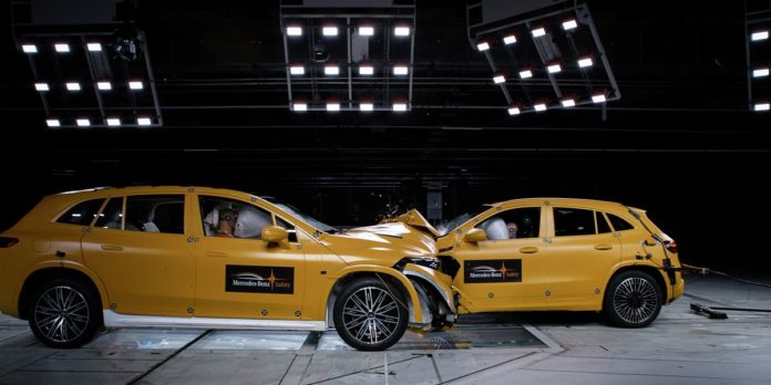 Watch This Head-On Crash Test between Two EVs