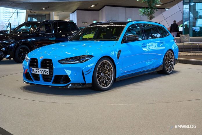 Riviera Blue BMW M3 Touring With Stacked Exhaust Tips Shines at BMW Welt