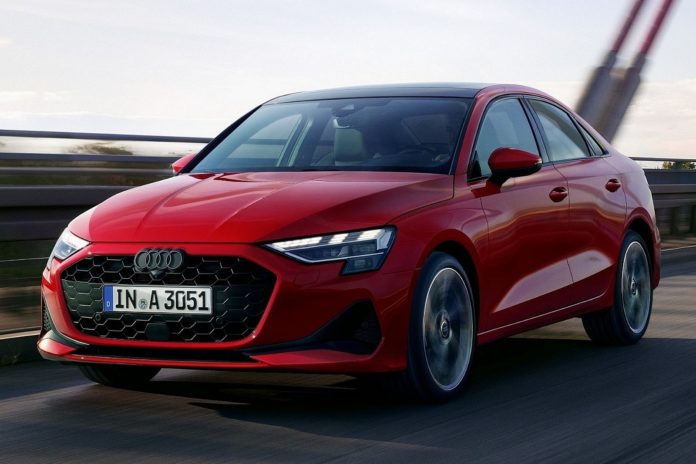 2025 Audi A3 Sedan Driving Front Angle