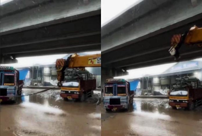 crane fails to rescue truck