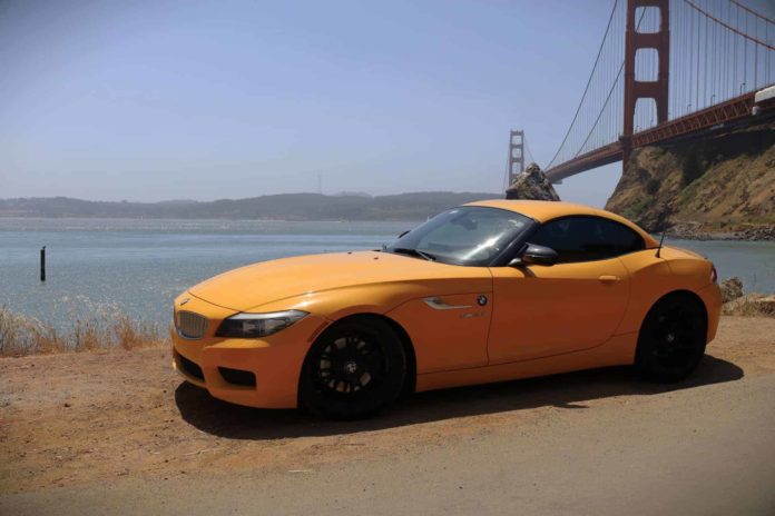 Atacama Yellow Z4 in front of the golden gate bridge